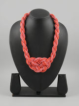 Orange and Pink Twisted Beads Handmade Necklace