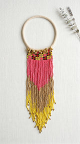 Hand Beaded Multi-Color Vibrant Waterfall Necklace with Ghungroos