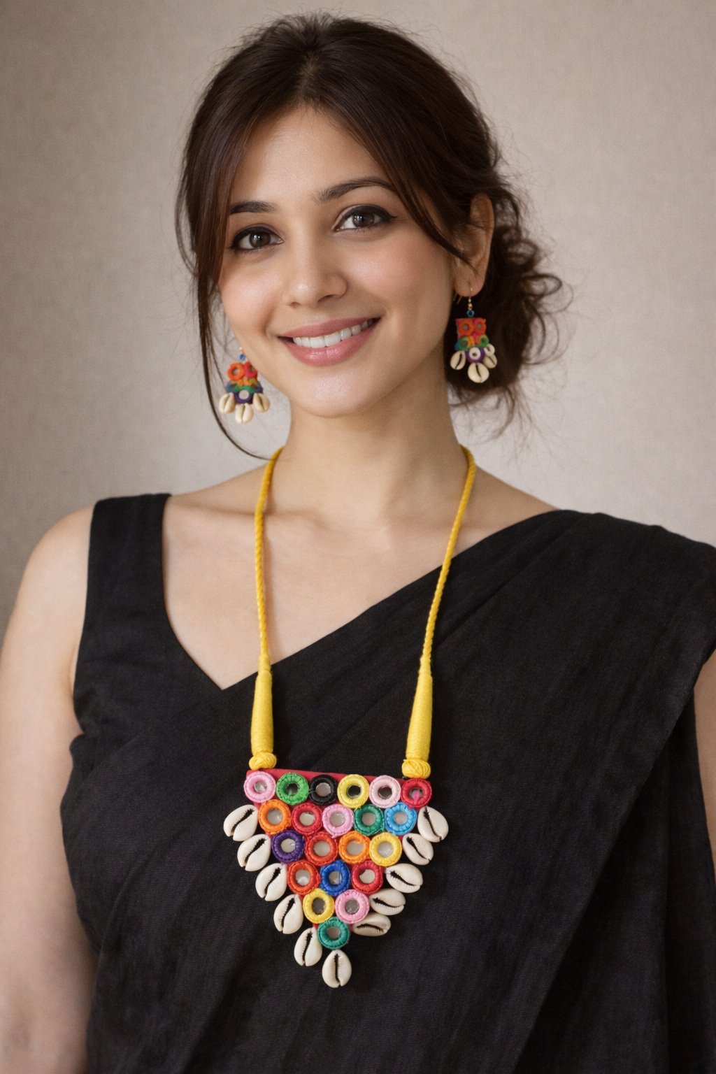 Mirror and Shell Work Multi-Color Handmade Necklace
