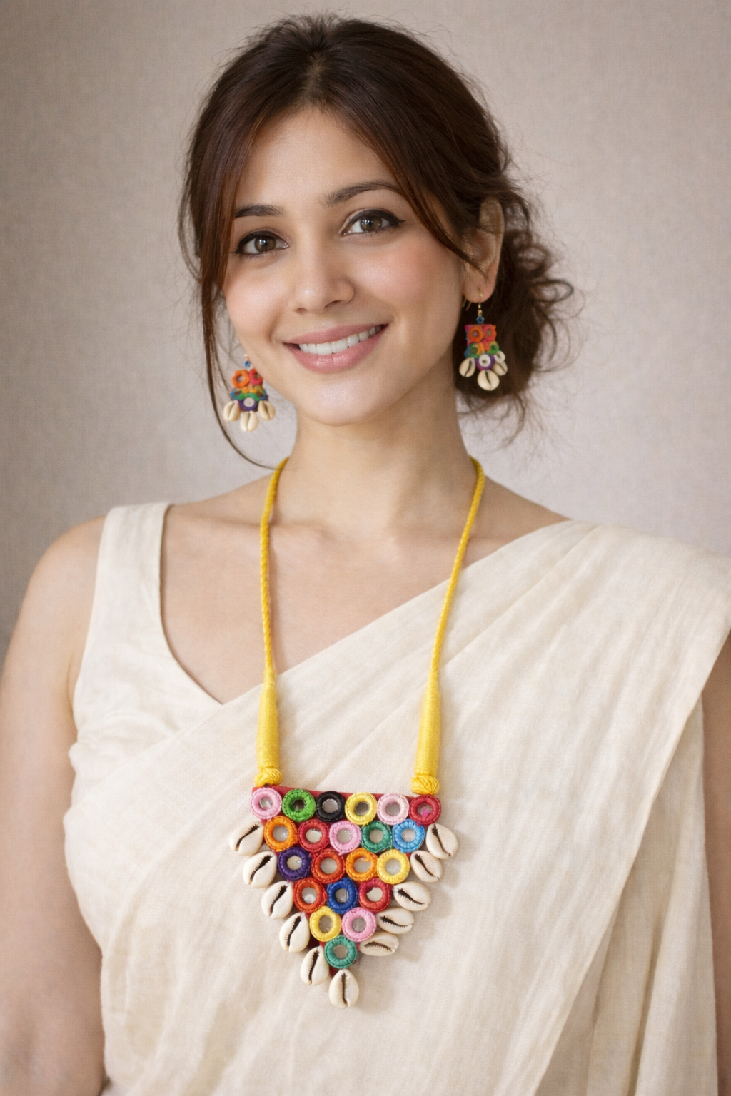 Mirror and Shell Work Multi-Color Handmade Necklace