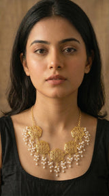 Moonlit Honeycomb Pearl Necklace