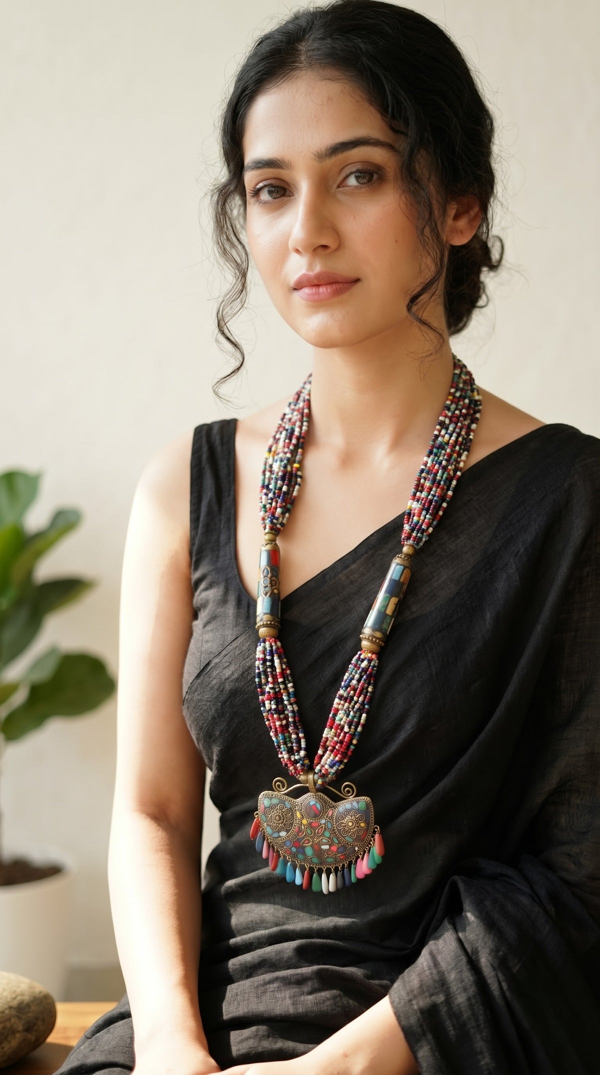 Multi-Color Beads Handcrafted Long Tibetan Necklace