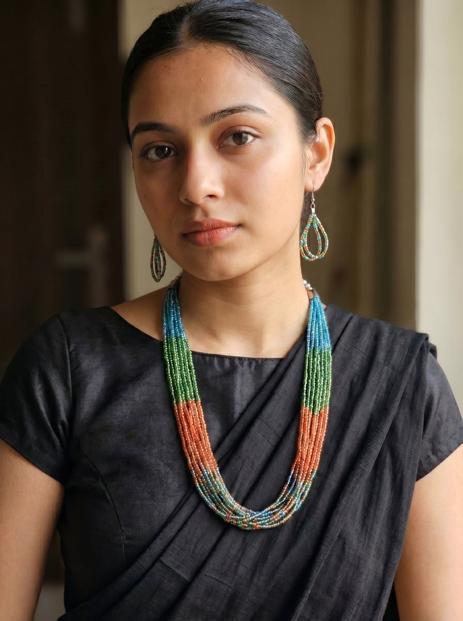 Multi-Color Glass Beads Handmade Necklace Set