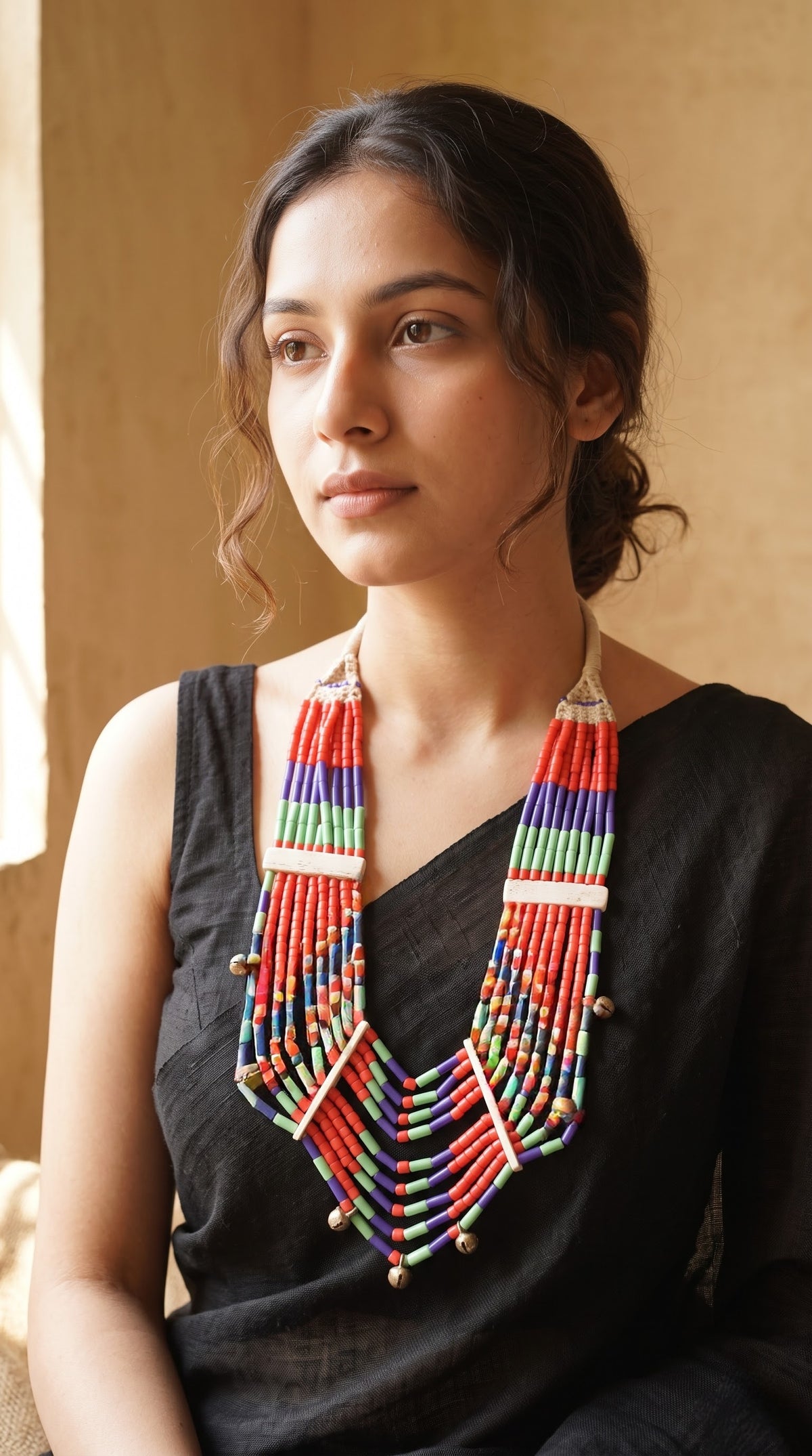 Multi-Color Long Resin Beads Elegant Necklace
