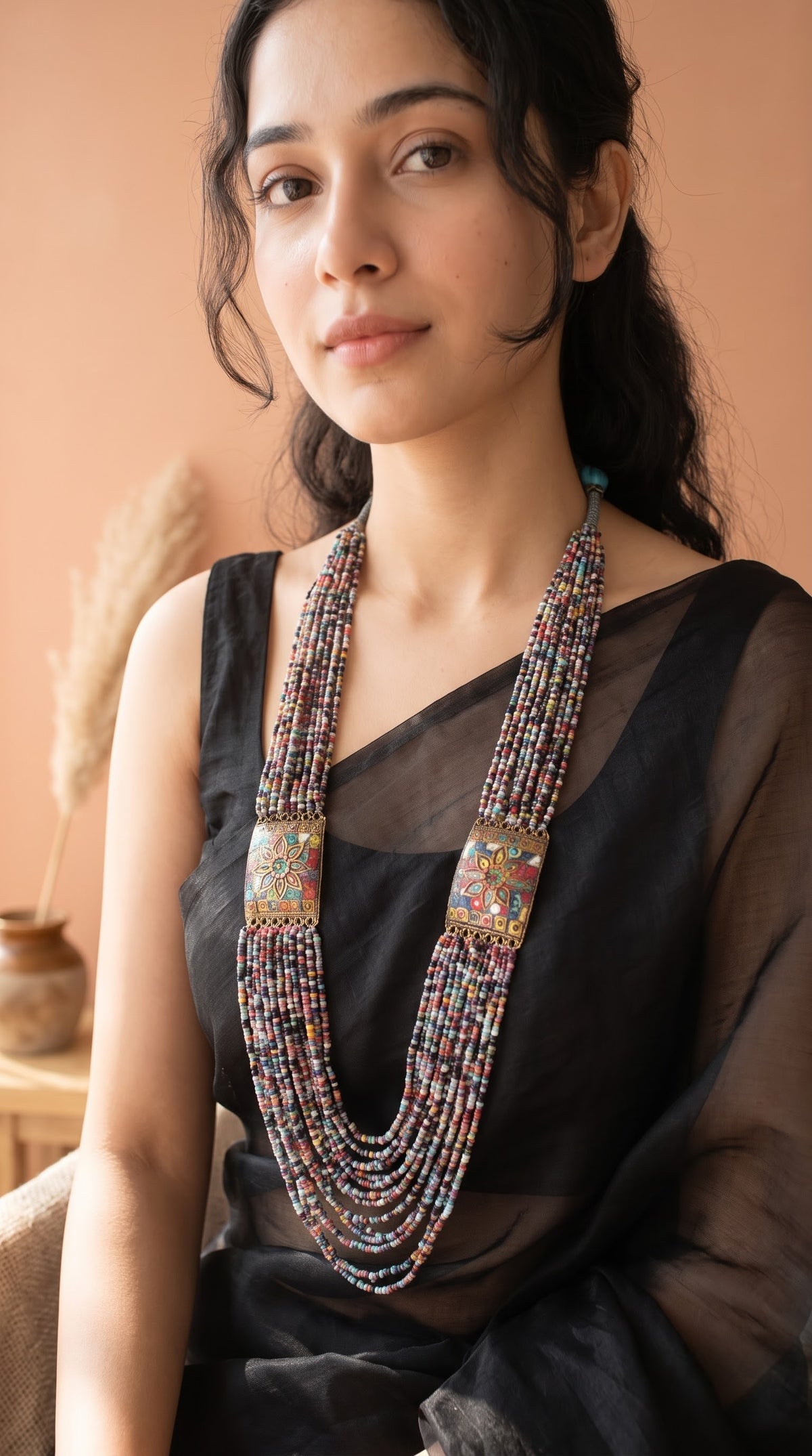 Multi-Color Seed Beads Tibetan Motifs Necklace
