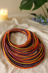 Multi-Color Handmade Silk Threads Multi-Layer Statement African Choker Necklace