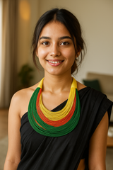 Multi-Color Handmade Silk Threads Multi-Layer Statement African Choker Necklace