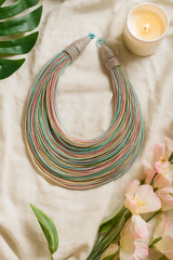 Multi-Color Handmade Silk Threads Multi-Layer Statement African Choker Necklace