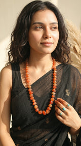 Natural Carnelian Necklace with Silver Beads