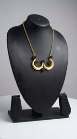 Black Druzy Natural Gemstones Embedded Gold Finish Necklace