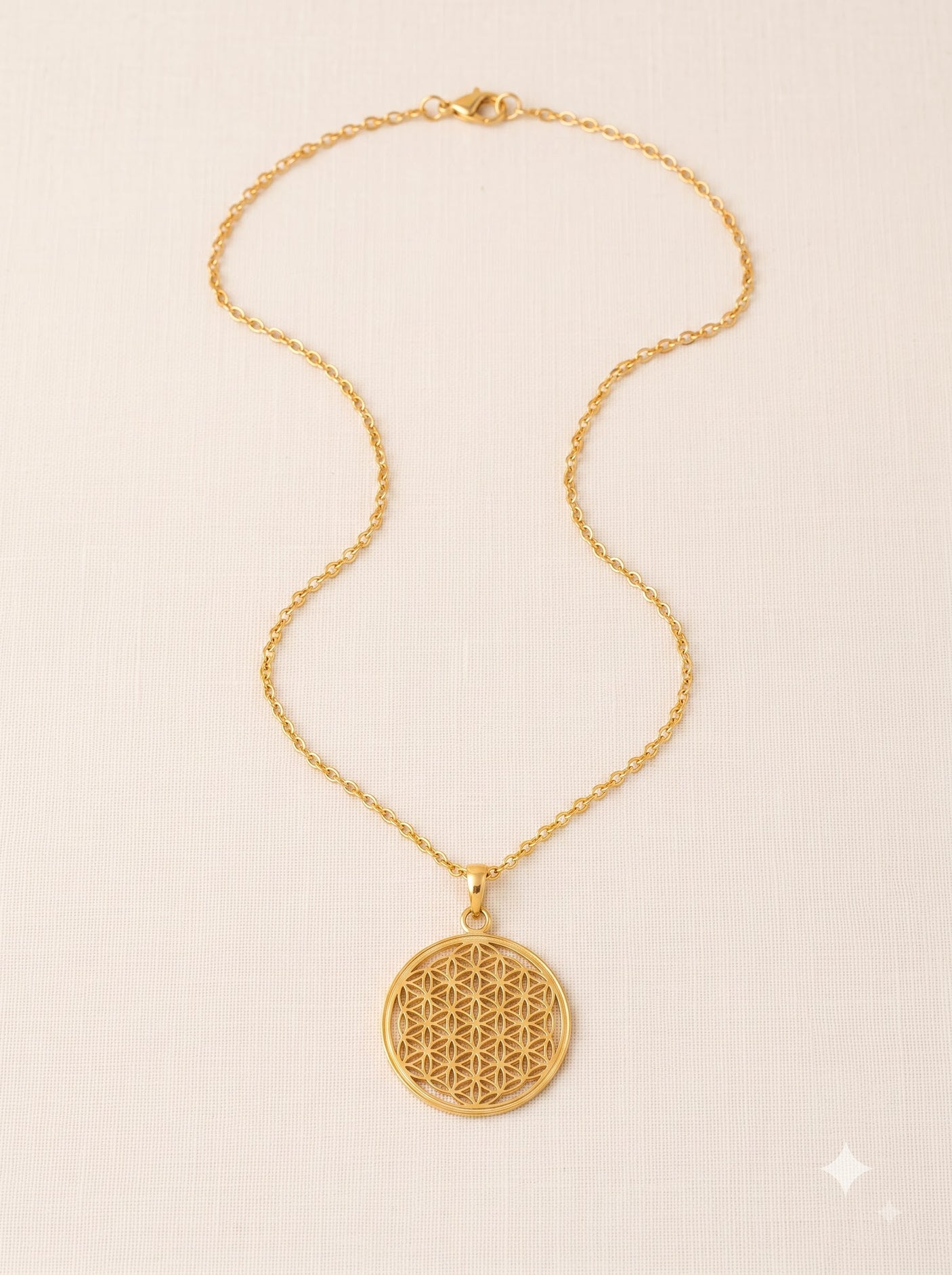 Gold Flower Filigree Circle Pendant Necklace