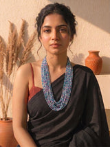 Ocean Breeze Blue Beads Hand Beaded Multi-Layer Necklace