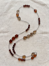 Red and Brown Glass Beads Long Rope Closure Necklace