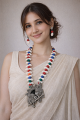 Sri Krishna Multicoloured Necklace & Earrings Set