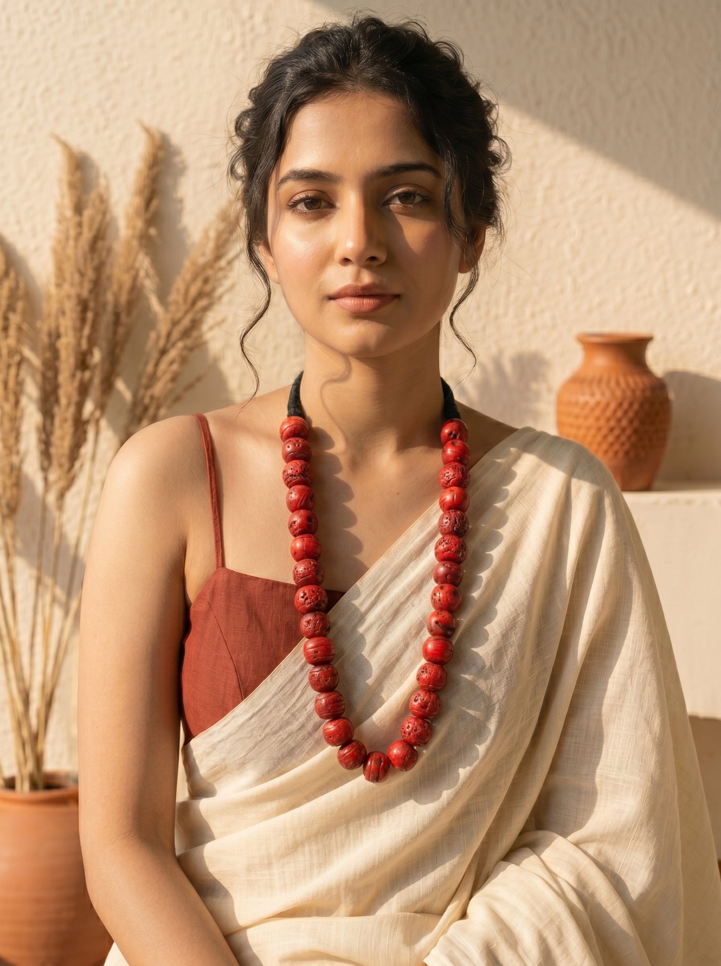 The Crimson Clay Artisan Bead Story Necklace