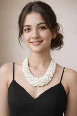 Twisted White Beads Handmade Necklace