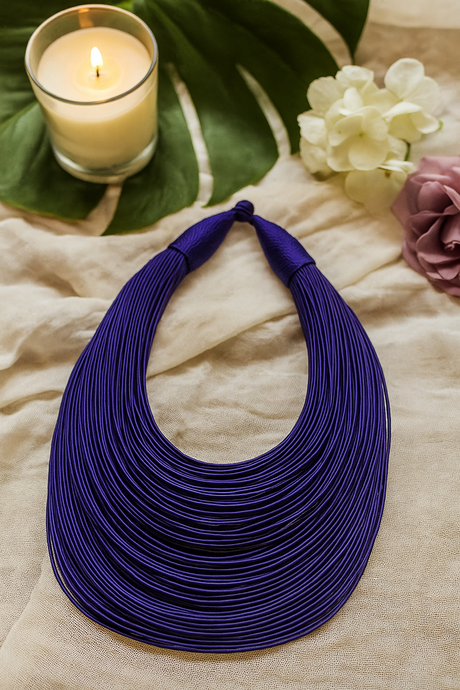 Violet Handmade Silk Threads Multi-Layer Statement African Choker Necklace