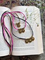 3 Layer Necklace with Gold Finish Religious Motifs Metal Charms