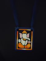 Load image into Gallery viewer, Handmade Ganesha Terracotta Necklace Set with Blue Thread Closure
