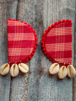 Load image into Gallery viewer, Fabric Earrings with Shell Danglers
