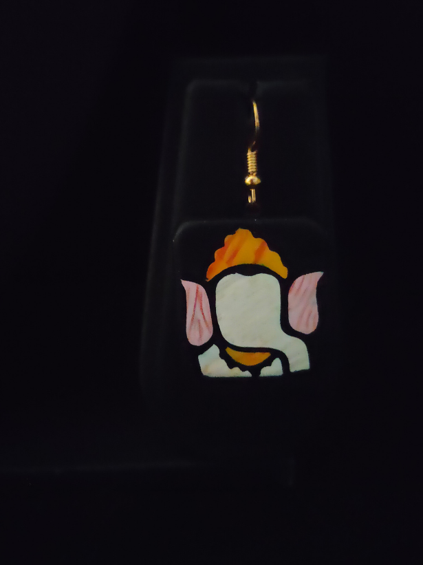 Handmade Ganesha Terracotta Necklace Set with Yellow Thread Closure