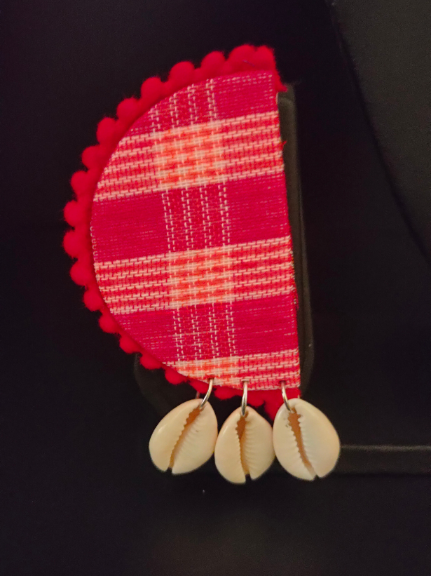 Fabric Earrings with Shell Danglers