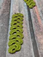 Load image into Gallery viewer, Green Hand Knitted Long Dangler Crochet Earrings
