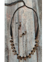 Metal Necklace Set with Glass Beads and Leaf Motifs