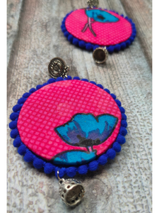 Handmade Fabric Earrings with Metal Jhumka Danglers