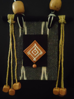 Load image into Gallery viewer, Grey Ikat Fabric Necklace Set with Wooden Beads Strands and Thread Closure
