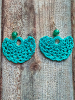 Load image into Gallery viewer, Blue Hand Knitted Crochet Earrings
