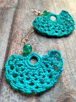 Load image into Gallery viewer, Blue Hand Knitted Crochet Earrings
