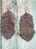 Load image into Gallery viewer, Grey Hand Knitted Crochet Dangler Earrings
