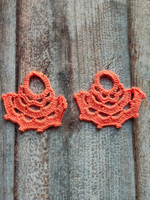 Load image into Gallery viewer, Orange Hand Knitted Crochet Dangler Earrings
