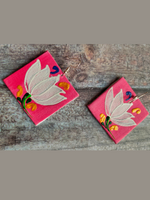Load image into Gallery viewer, Fabric with Thread Embroidered Lotus Earrings
