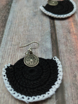 Black and White Hand Knitted Crochet Earrings