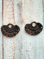 Load image into Gallery viewer, Brownish Black Hand Knitted Crochet Dangler Earrings
