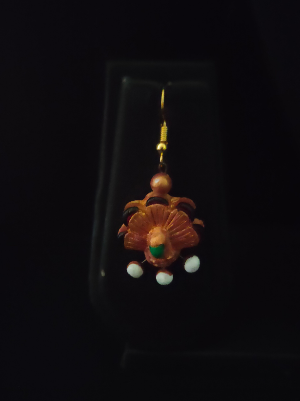 Peacock Shape Handmade Terracotta Clay Necklace Set with Thread Closure