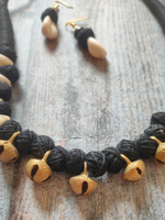 Load image into Gallery viewer, Ghungroo and Shells Beaded Necklace Set with Thread Closure
