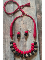 Load image into Gallery viewer, Fabric Beads and Metal Handmade Necklace Set
