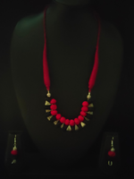 Load image into Gallery viewer, Fabric Beads and Metal Handmade Necklace Set
