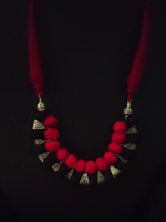 Load image into Gallery viewer, Fabric Beads and Metal Handmade Necklace Set
