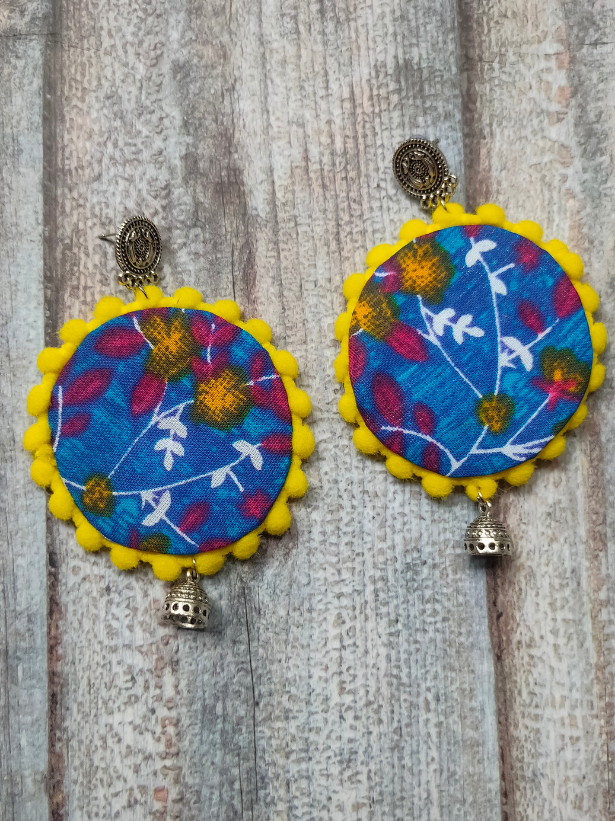 Fabric Earrings with Metal Jhumka Danglers