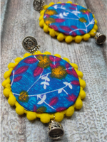 Load image into Gallery viewer, Fabric Earrings with Metal Jhumka Danglers
