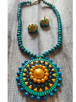 Load image into Gallery viewer, Handmade Terracotta Clay Necklace Set with Jhumka Earrings
