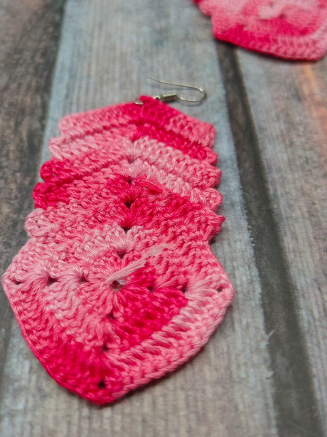 Shades of Pink Hand Knitted Crochet Earrings
