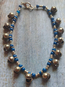 Blue Beads Ghungroo Anklet