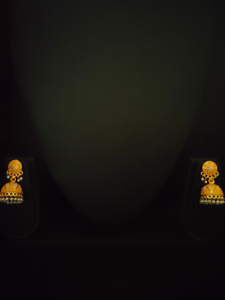 Yellow Handpainted Meenakari Jhumkas
