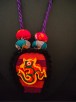 Load image into Gallery viewer, Om Fabric Necklace Set with Fabric Beads and Shell Earrings
