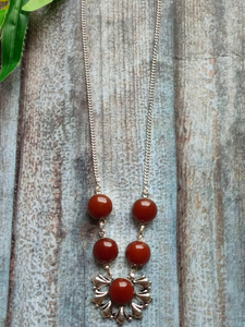 Natural Carnelian Gemstone Silver Plated Necklace 18" To 20"